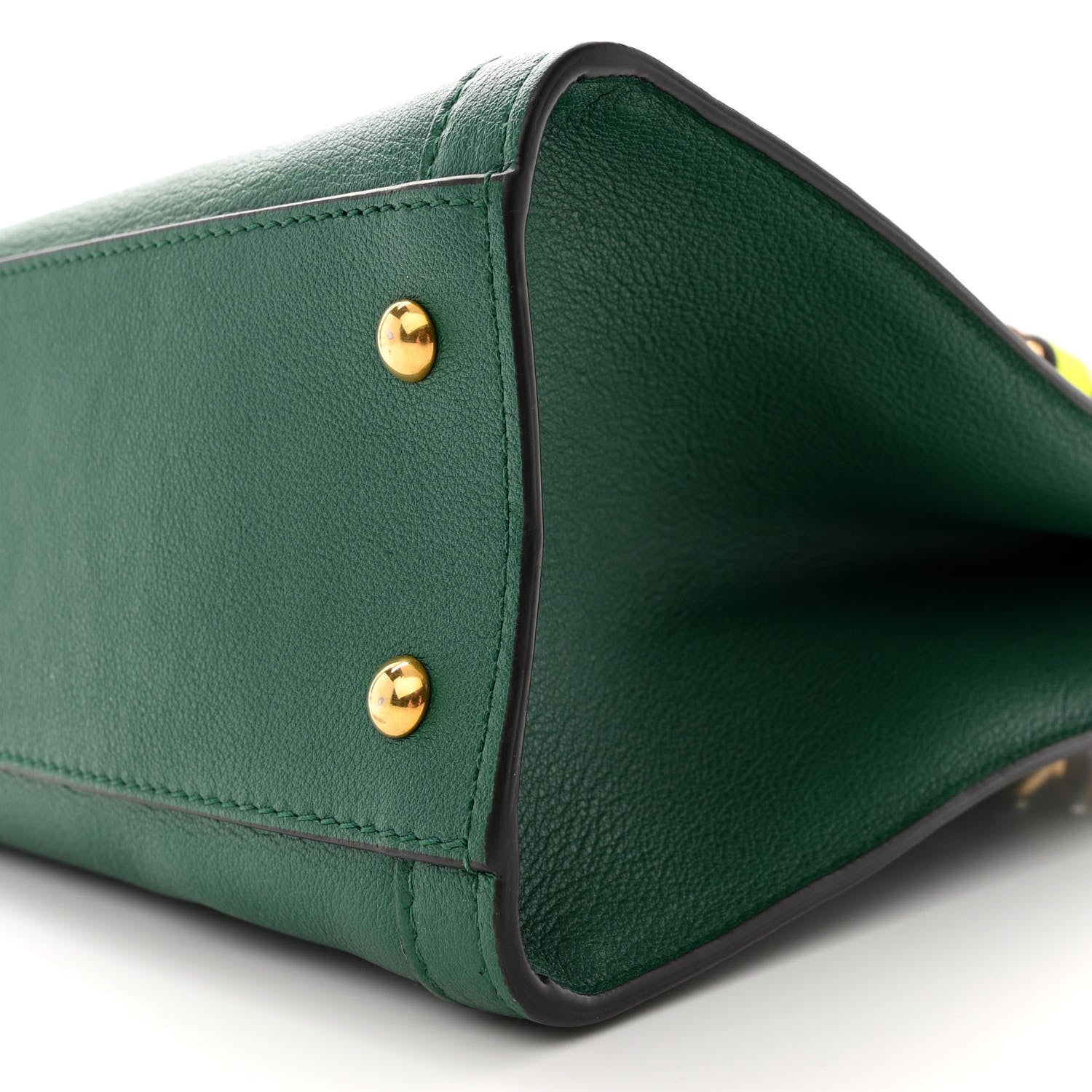 Gucci Wonka Grain Calfskin Small Diana Tote Bag Green Yellow Fluo 10 of 10