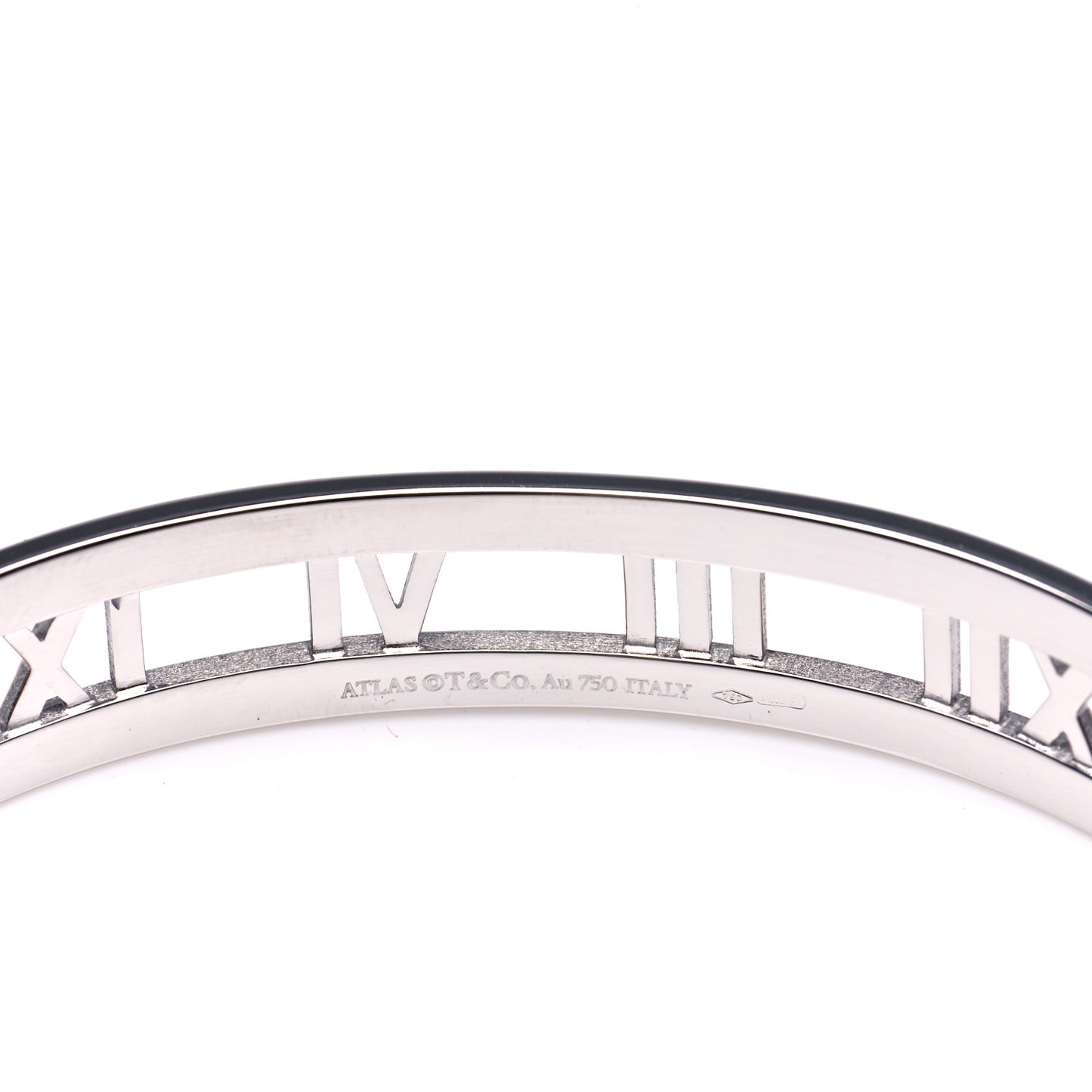 18K White Gold Diamond Atlas Open Hinged Bangle Bracelet