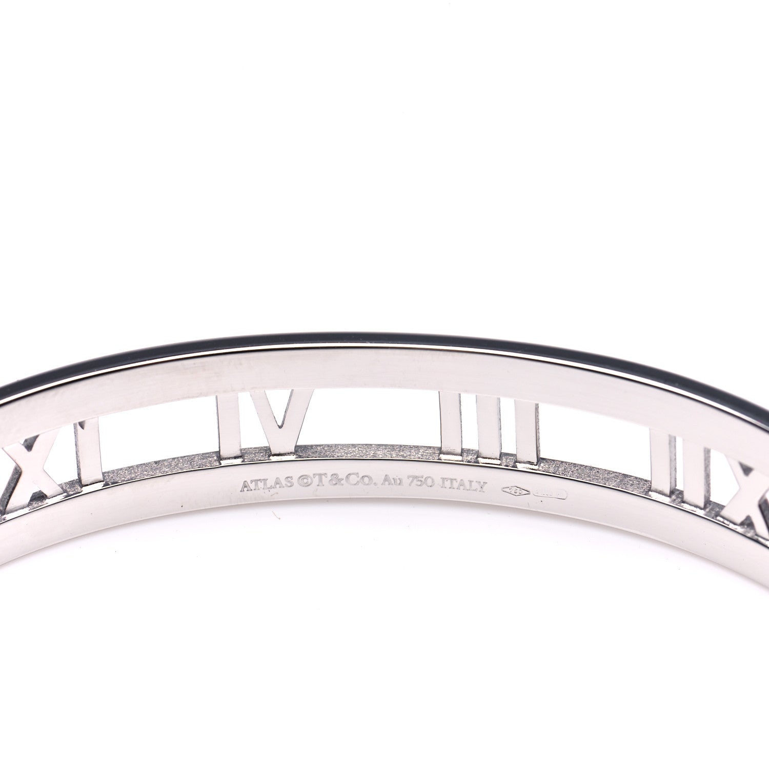 Tiffany 18K White Gold Diamond Atlas Open Hinged Bangle Bracelet 7 of 8
