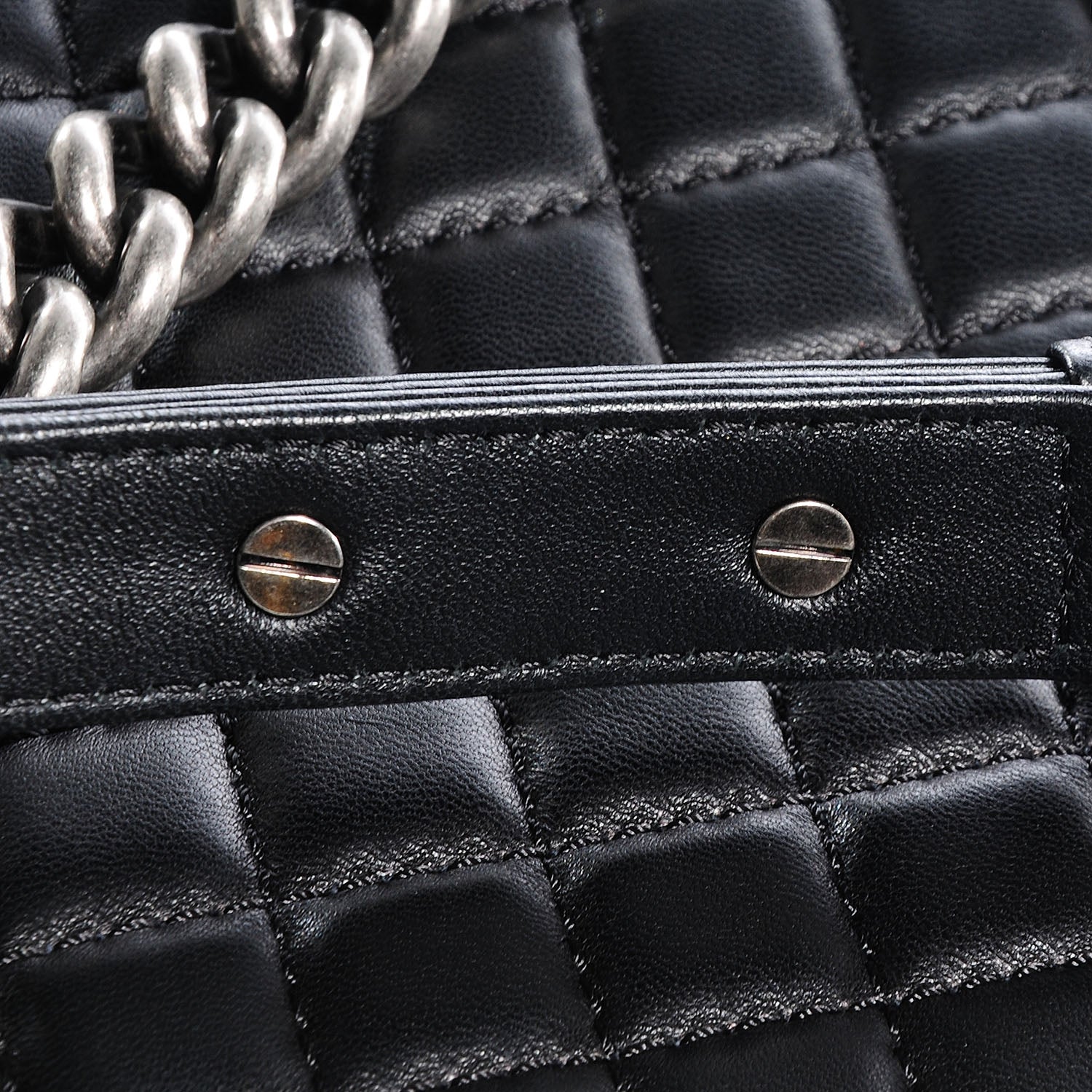 Chanel Lambskin Quilted Large Boy Flap Black White 10 of 10
