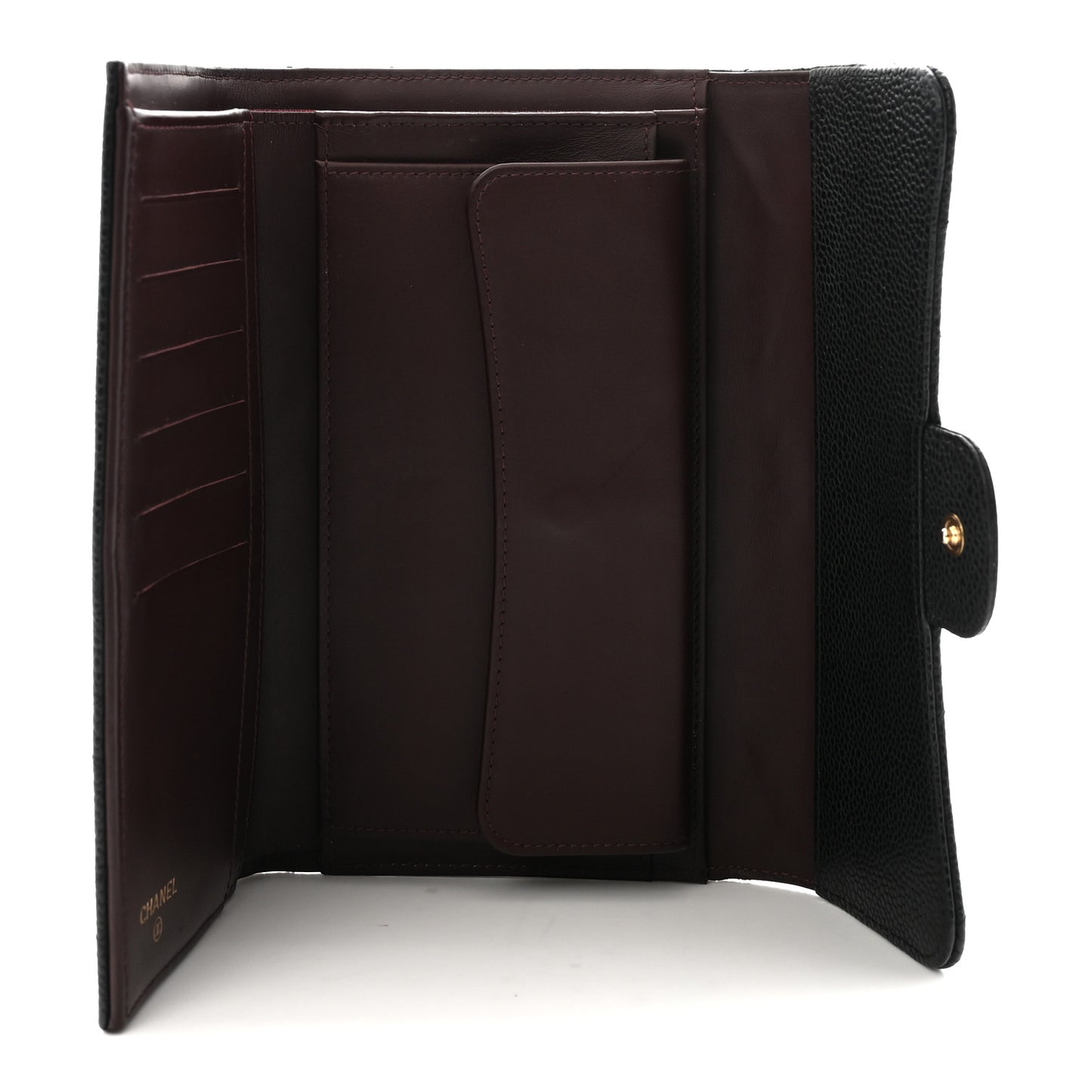 Caviar Quilted Large Flap Wallet Black