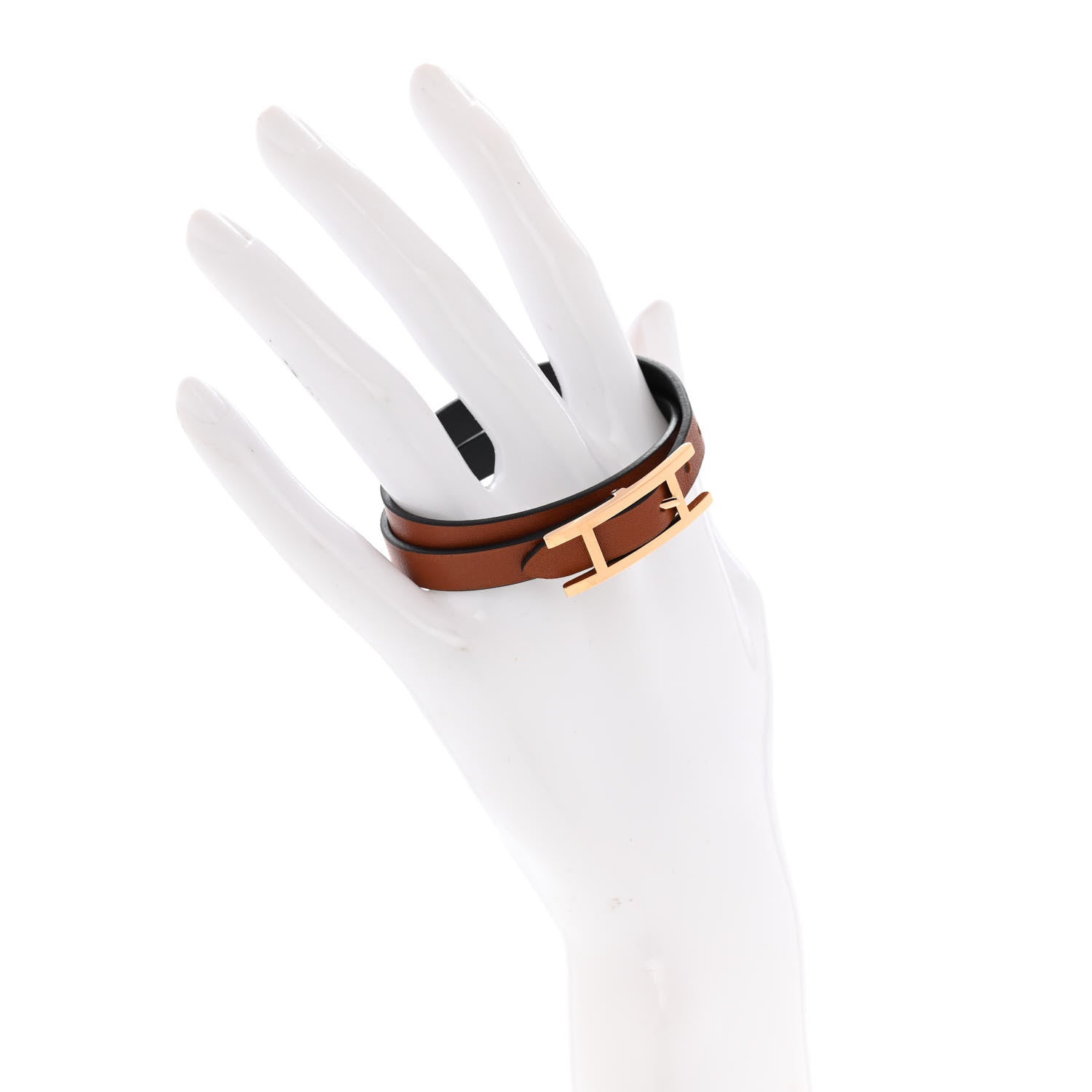 Hermes Swift Behapi Double Tour Bracelet T2 Black Gold 2 of 7