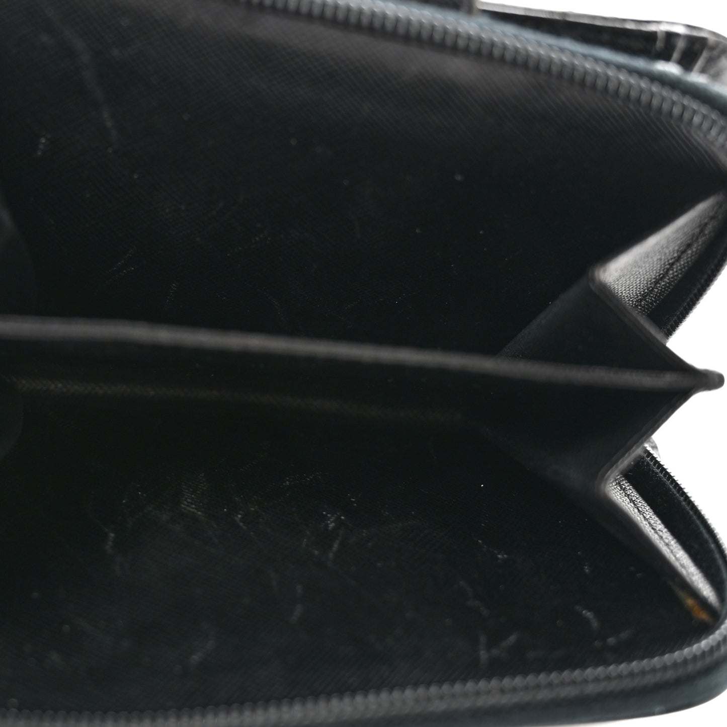 Saffiano Vernice Compact Zip Around Wallet Black
