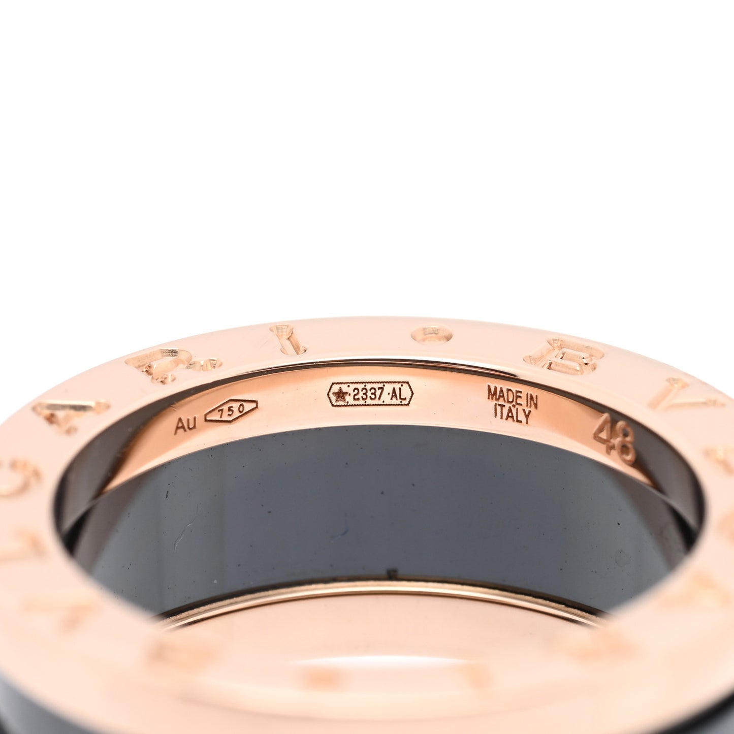 18K Rose Gold Black Ceramic B.Zero1 Two-Band Ring 48 4.5