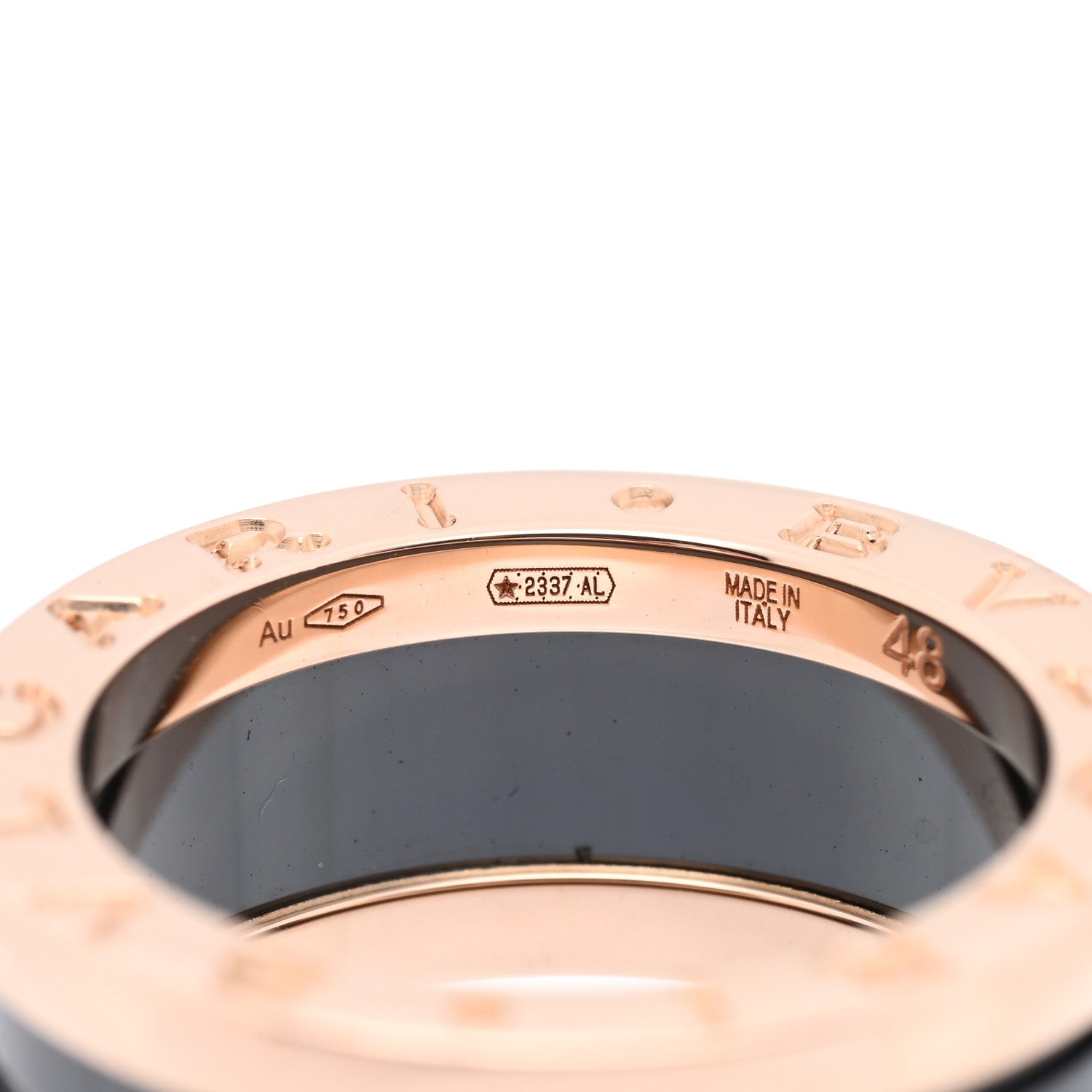 Bulgari 18K Rose Gold Black Ceramic B.Zero1 Two-Band Ring 48 4.5 4 of 5
