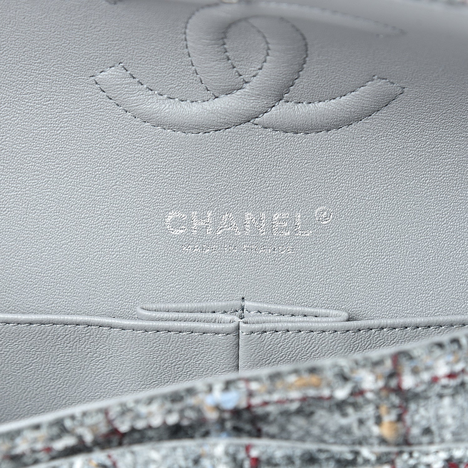 Chanel Tweed Quilted Medium Double Flap Grey Multicolor 5 of 11