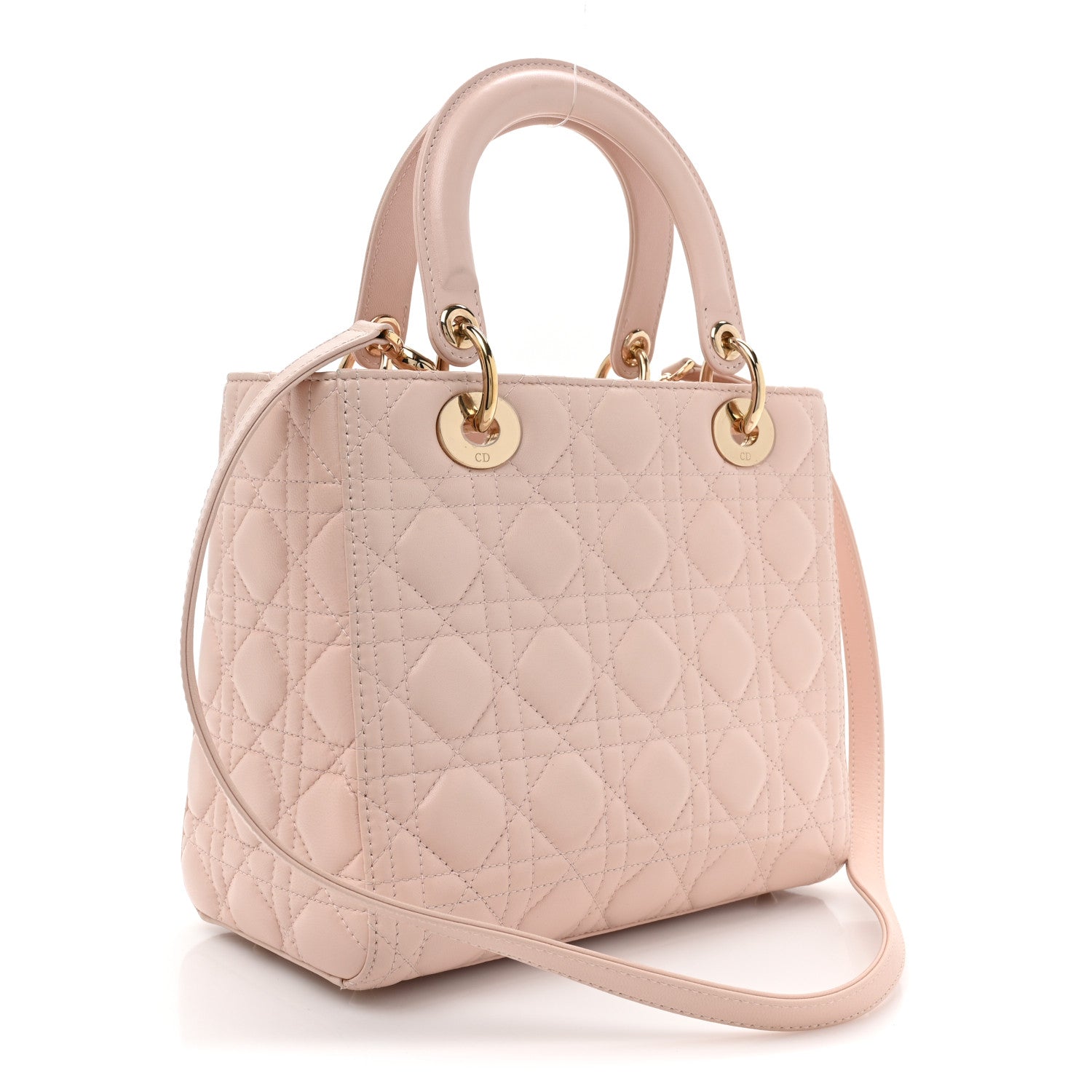 Christian Dior Lambskin Cannage Medium Lady Dior Light Pink 3 of 12
