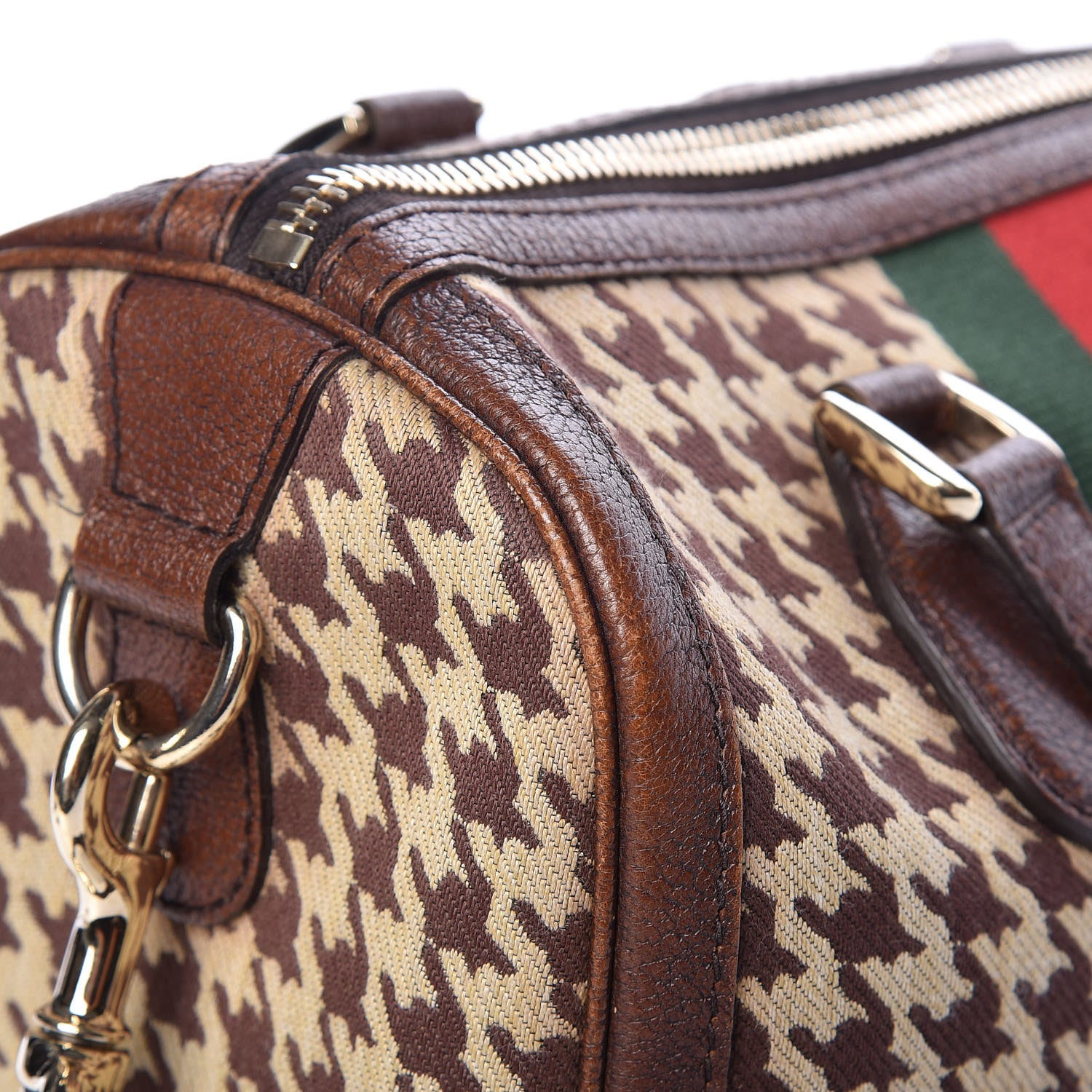 Gucci Fabric Pied De Poule Medium Seventies Web Boston Brown 10 of 15