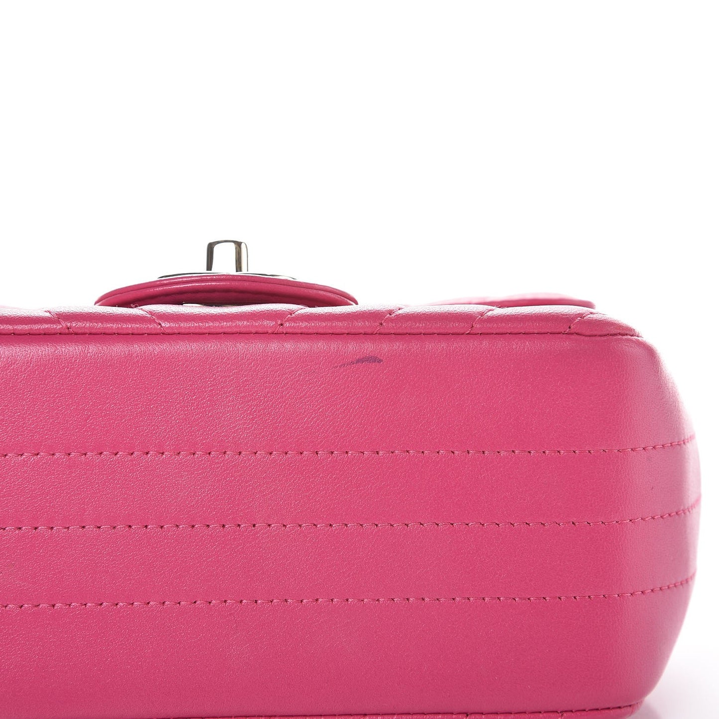Lambskin Chevron Quilted Mini Square Flap Fuchsia