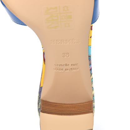 Hermes Calfskin Oasis Sandals 36 Bleu Zanzibar 6 of 8