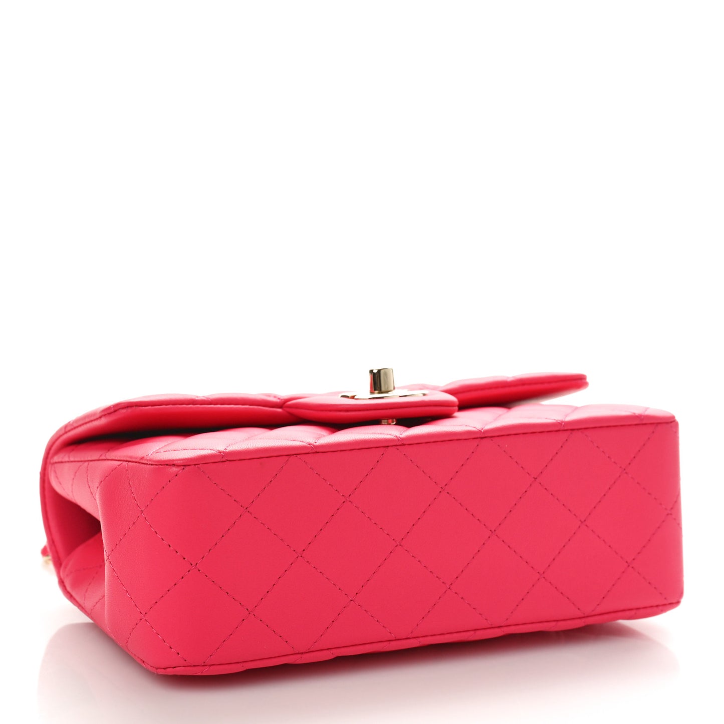 Lambskin Quilted Mini Top Handle Rectangular Flap Dark Pink