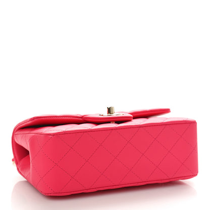 Chanel Lambskin Quilted Mini Top Handle Rectangular Flap Dark Pink 4 of 9