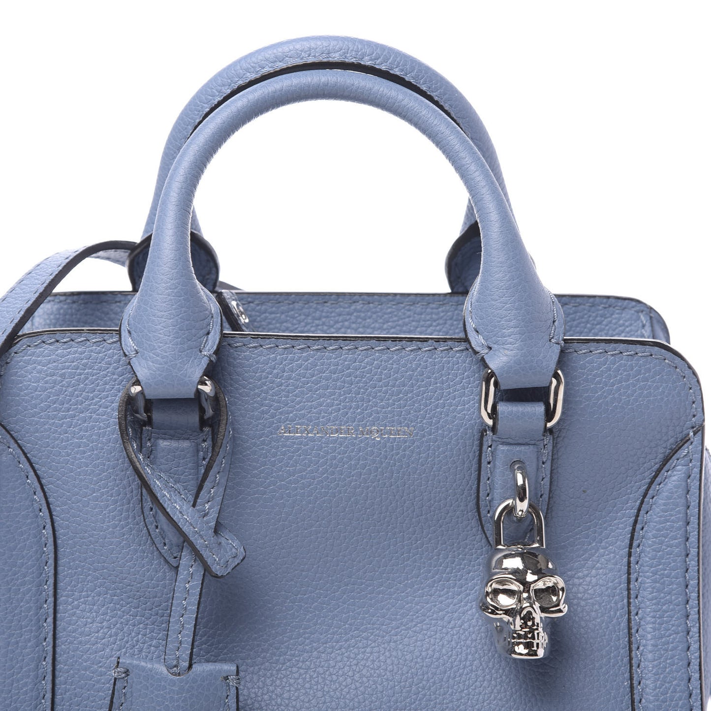 Pebbled Calfskin Mini Padlock Tote Light Blue