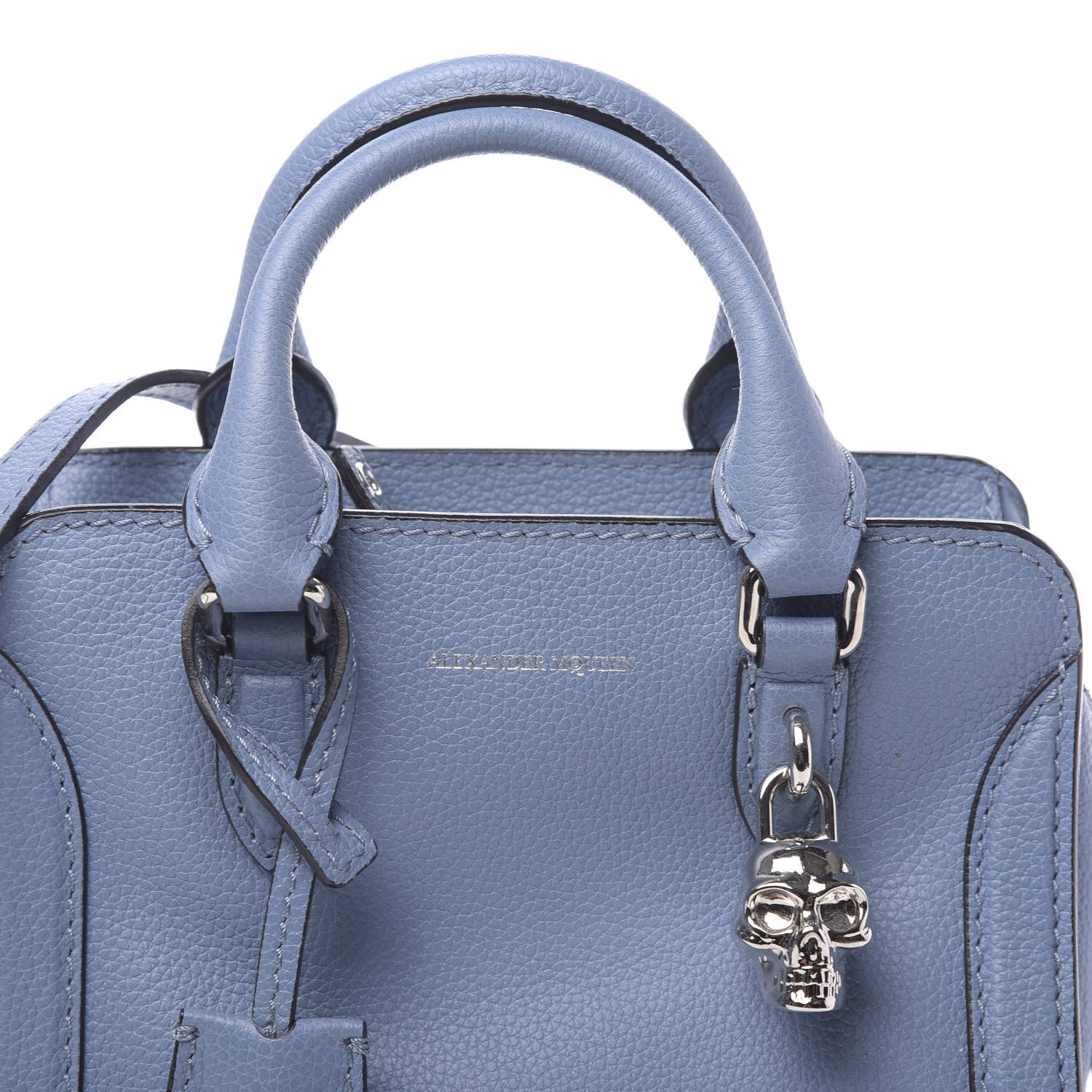 Alexander McQueen Pebbled Calfskin Mini Padlock Tote Light Blue 10 of 10