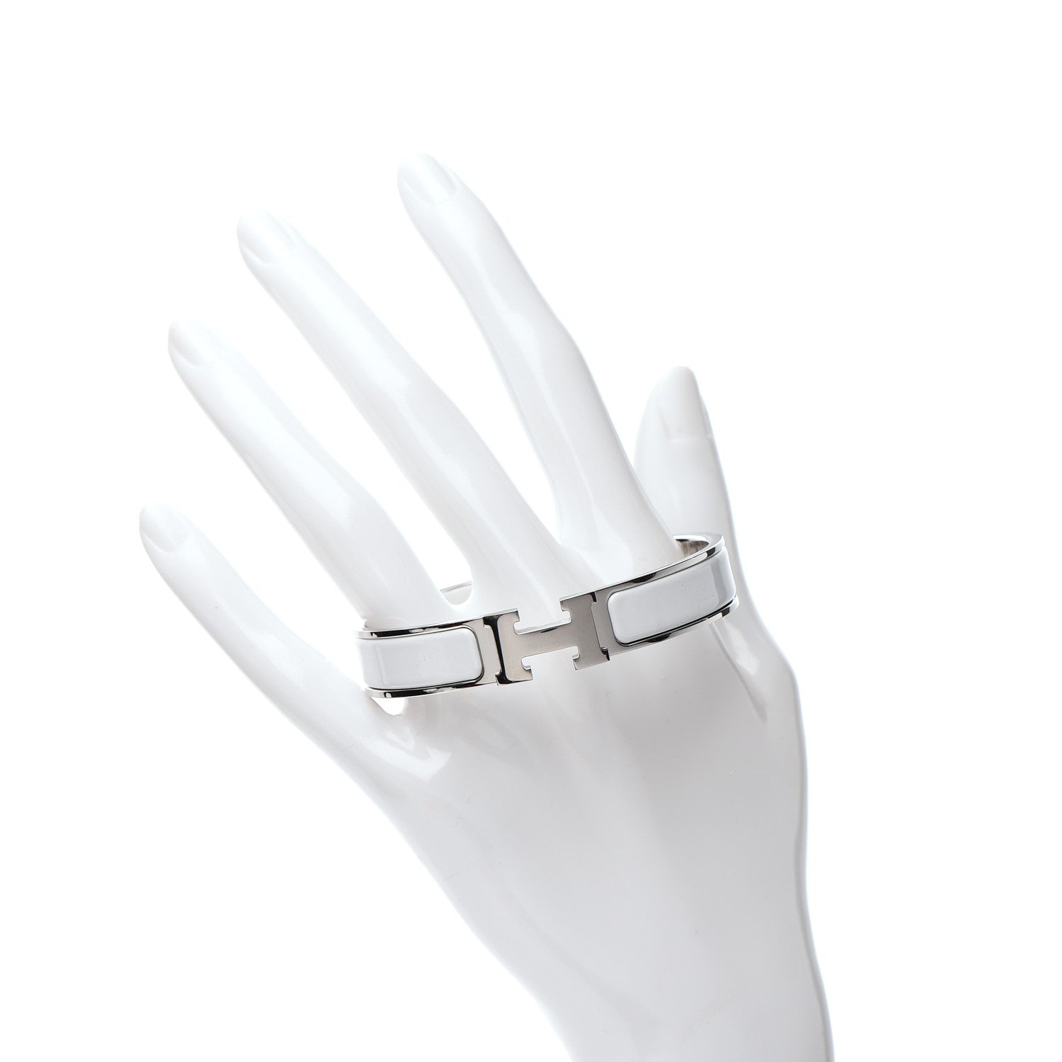 Hermes Enamel Narrow Clic Clac H Bracelet GM White 2 of 5