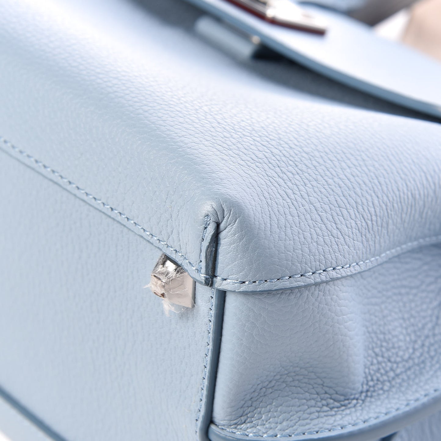Pebbled Calfskin Medium Milla Backpack Sky Blue
