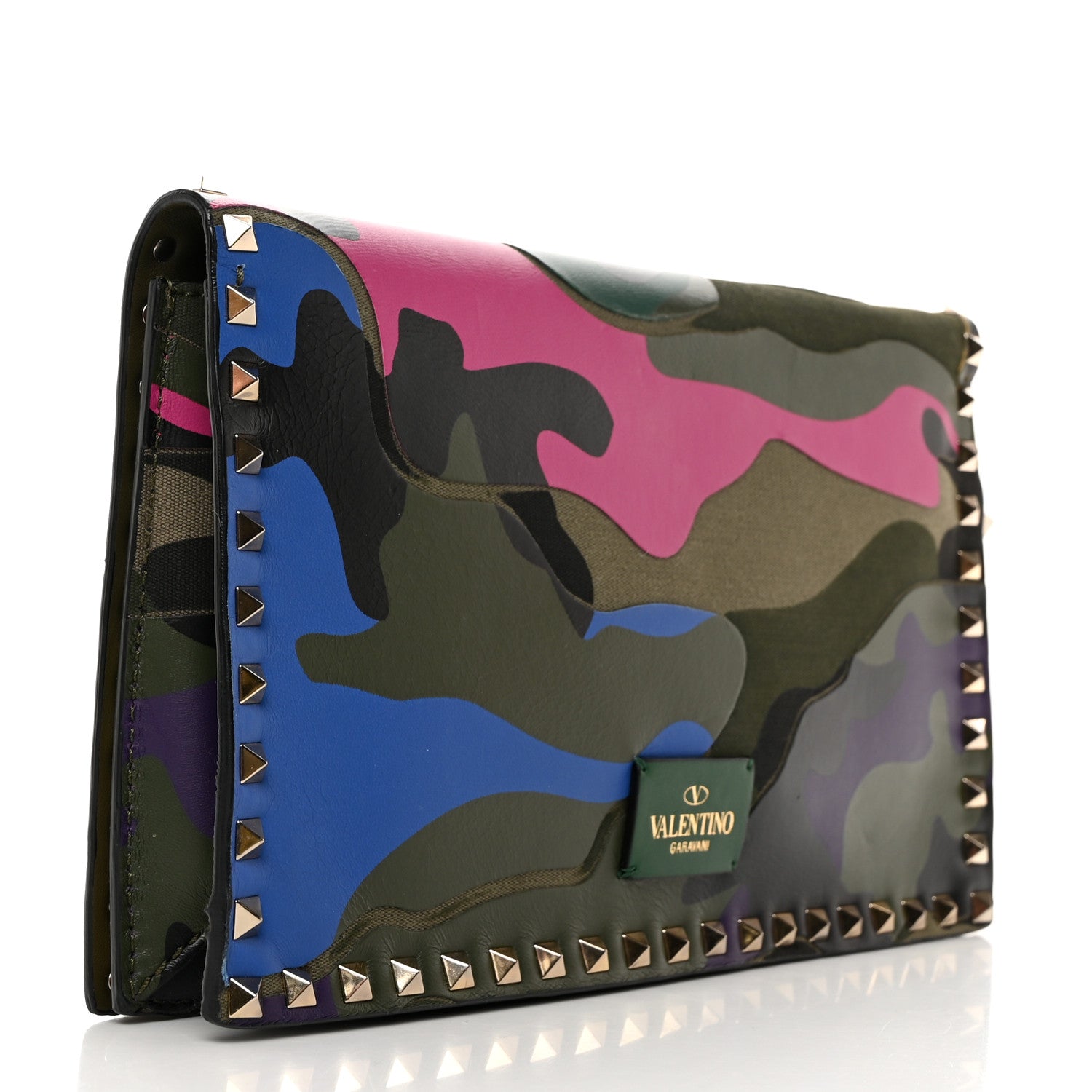 Valentino Garavani Nappa Canvas Camouflage Rockstud Wristlet Clutch Multicolor 2 of 7