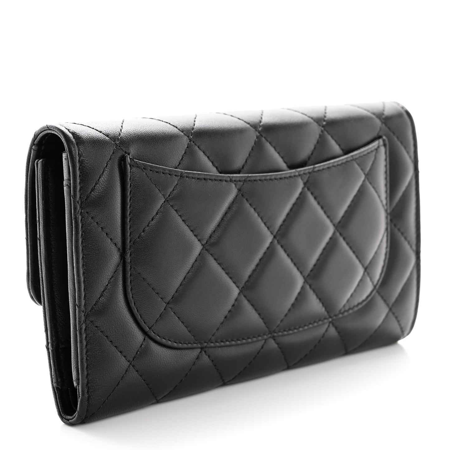 Lambskin Quilted Large Flap Wallet So Black