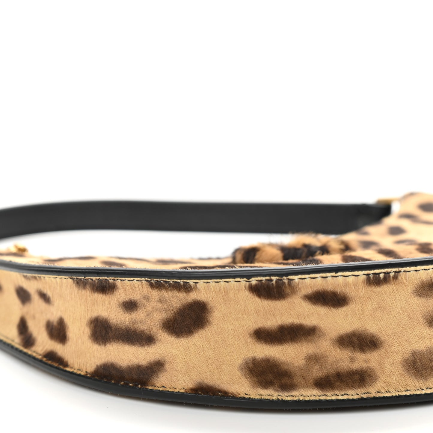 Calf Hair Leopard Print Mini Vlogo Hobo Bag Black Marrone