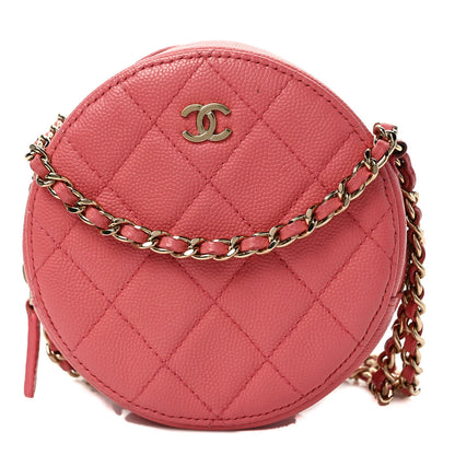 Chanel Caviar Quilted Round Clutch With Chain Pink 1 of 9