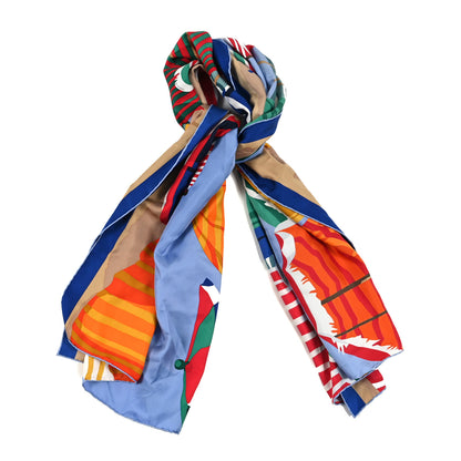 Hermes Silk Charmes Des Plages Normandes Rectangle Stole Bleu Azur Vert Rouge 1 of 5