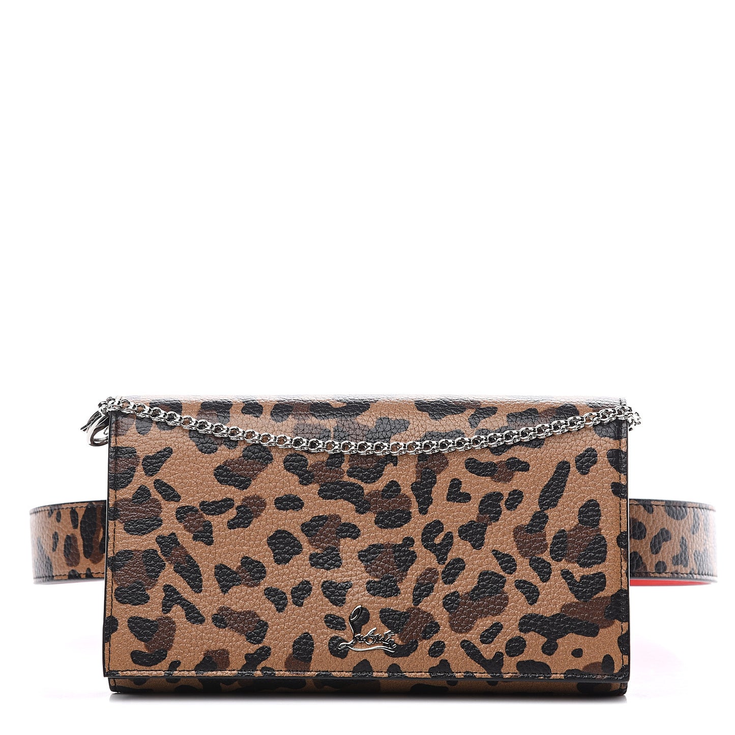 Calfskin Empire Leopard Print Boudoir Chain Wallet Caramel