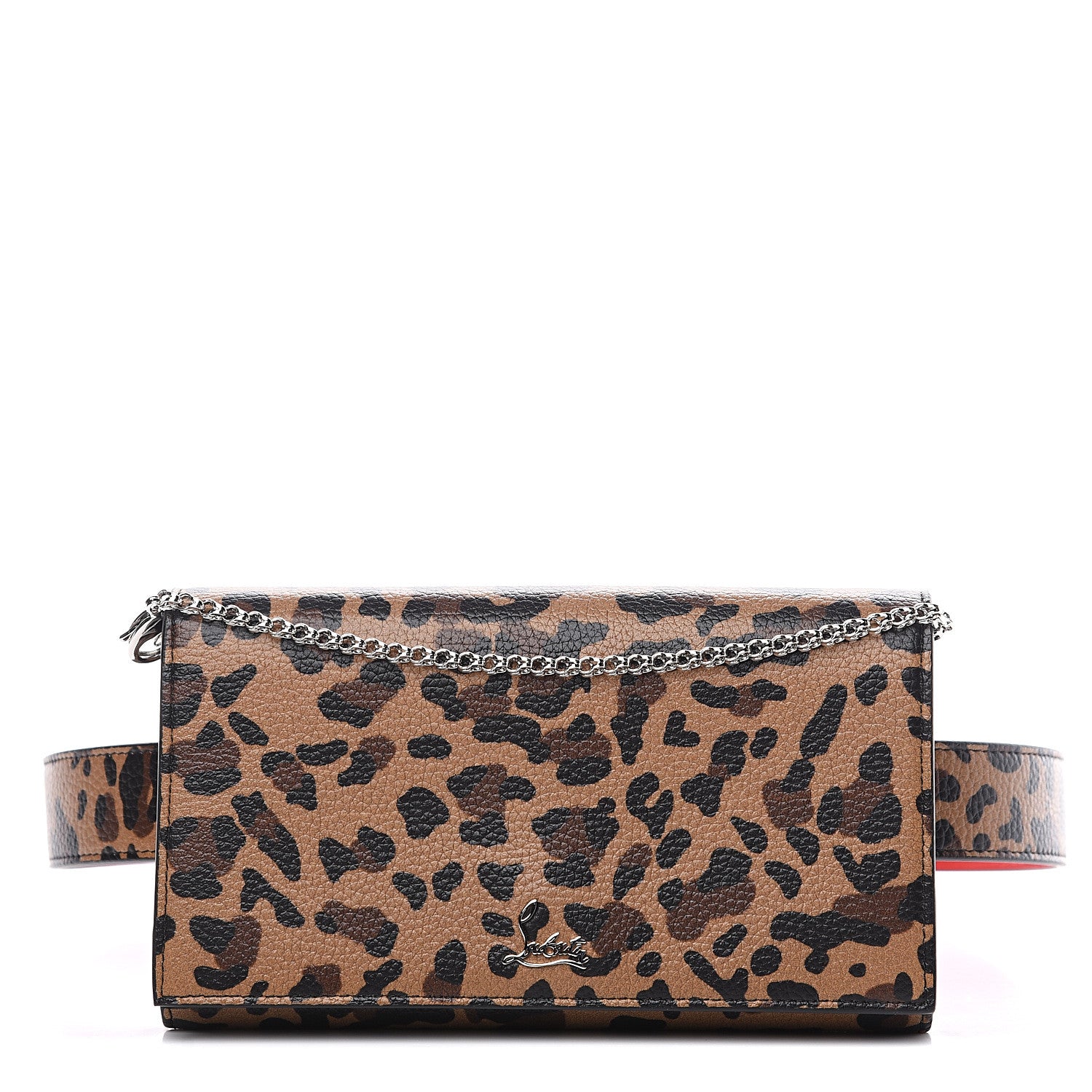 Christian Louboutin Calfskin Empire Leopard Print Boudoir Chain Wallet Caramel 1 of 6