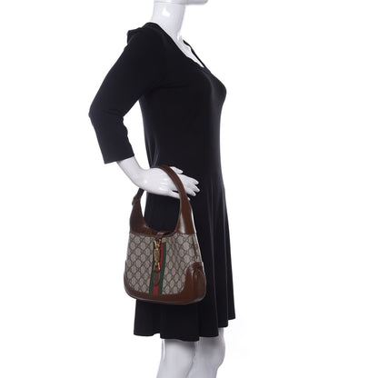 Gucci GG Supreme Monogram Azalea Calfskin Web Small Jackie 1961 Hobo Beige Ebony Brown Sugar 2 of 11