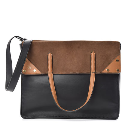 Fendi Vitello Grace Suede Flip Tote Black Nocciola Marrone 1 of 18