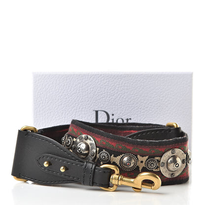 Christian Dior Canvas Embroidered Studded Bohemian Shoulder Strap Red 5 of 5