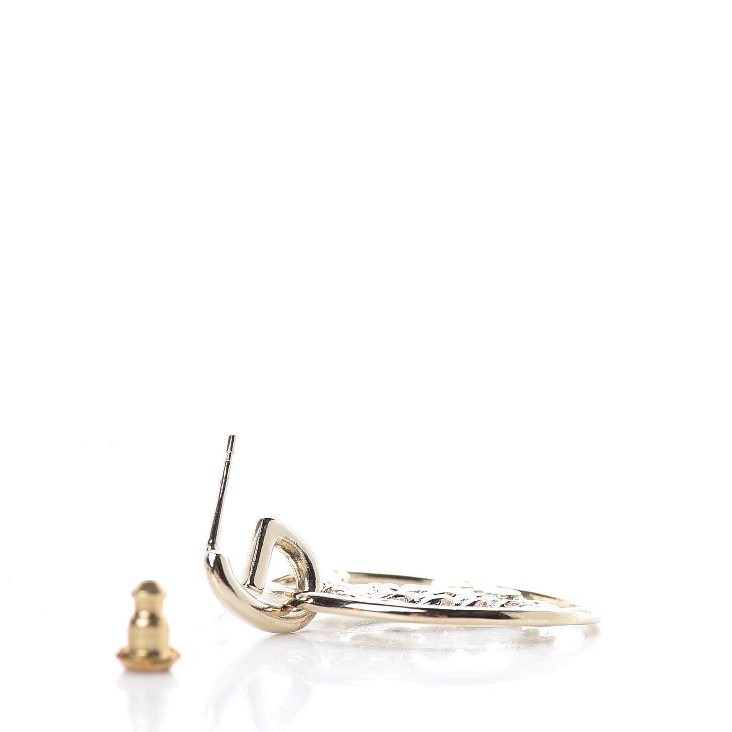 Crystal Chain Strass CC Drop Earrings Gold