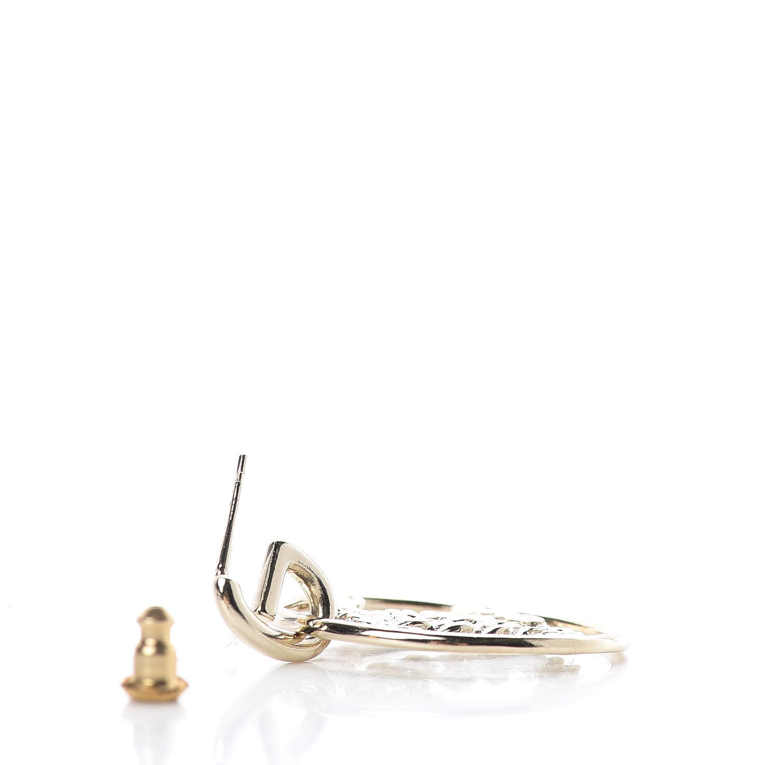 Chanel Crystal Chain Strass CC Drop Earrings Gold 3 of 5