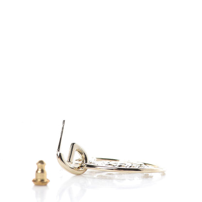 Chanel Crystal Chain Strass CC Drop Earrings Gold 3 of 5