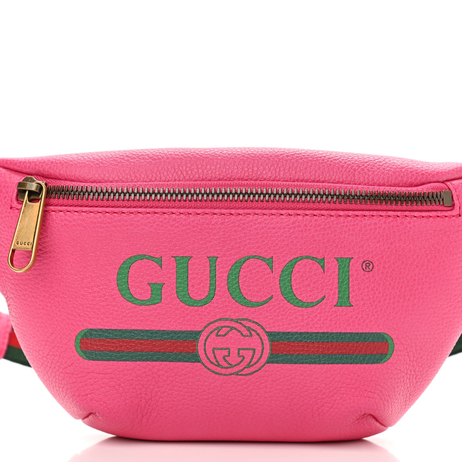 Gucci Grained Calfskin Small Logo Belt Bag Box Pink Green 8 of 10