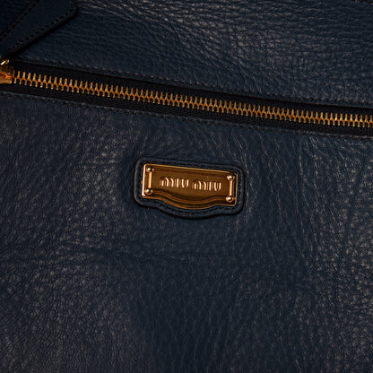 Miu Miu Cervo East-West Flap Satchel Blue 9 of 18