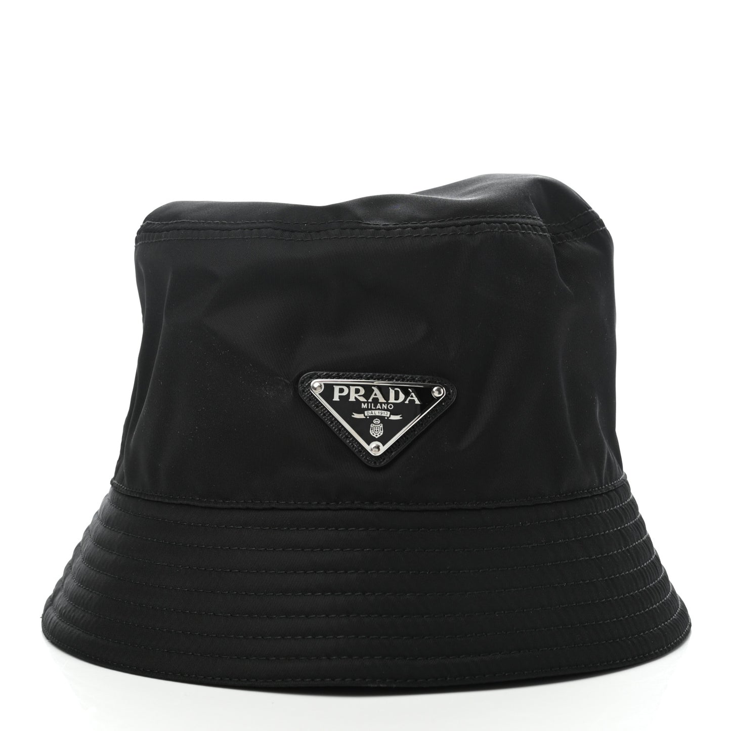 Re-Nylon Metal Triangle Logo Womens Bucket Hat M Black
