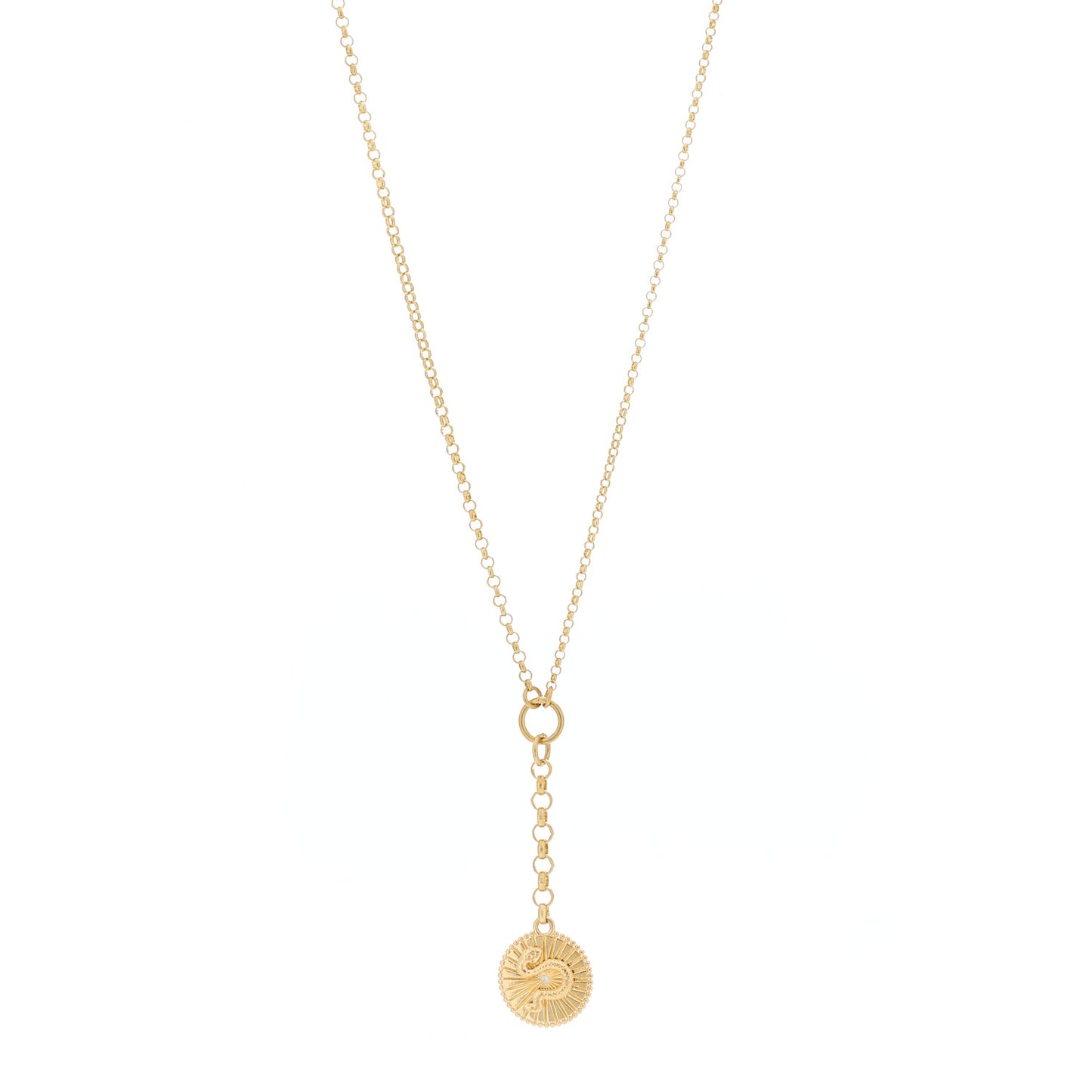 18K Yellow Gold Diamond Wholeness Small Mixed Belcher Chain Necklace