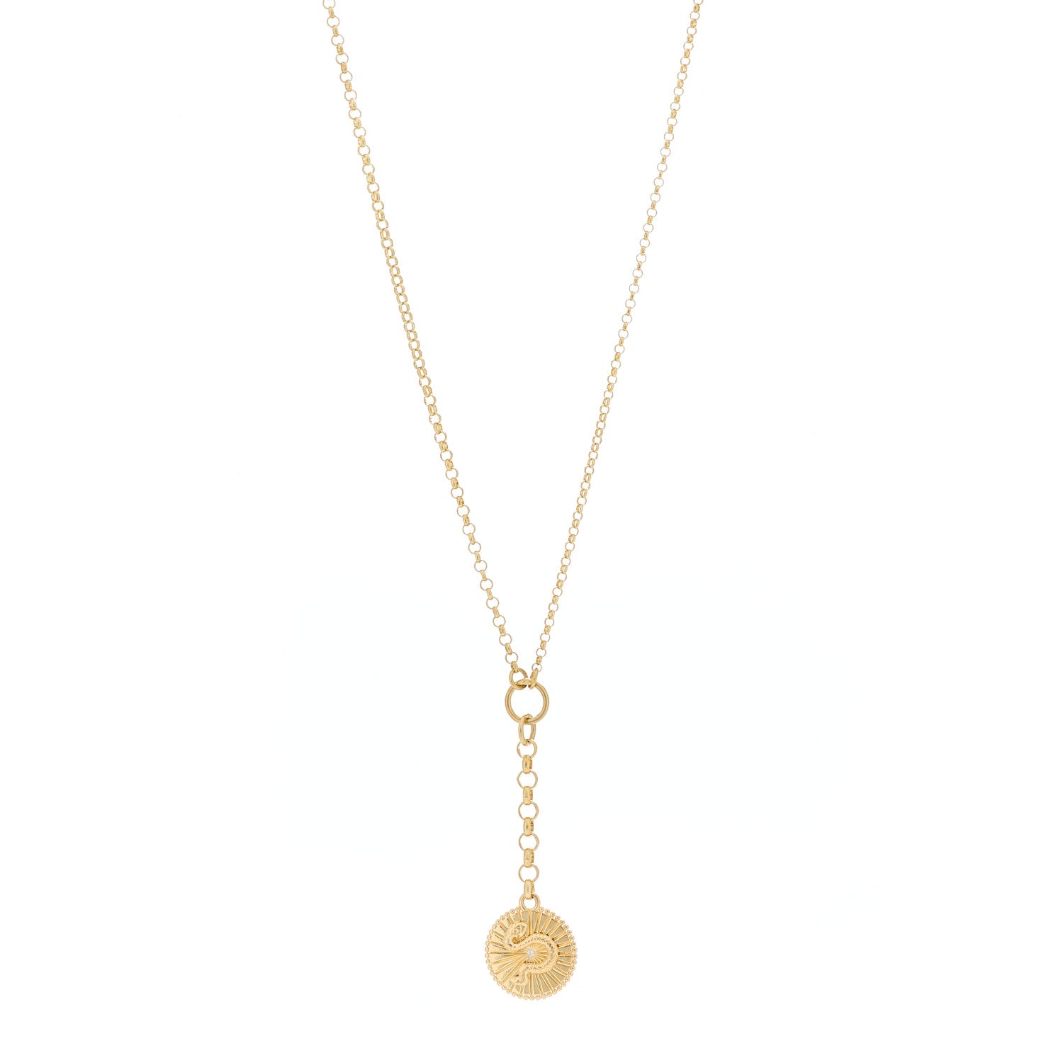 Foundrae 18K Yellow Gold Diamond Wholeness Small Mixed Belcher Chain Necklace 1 of 6