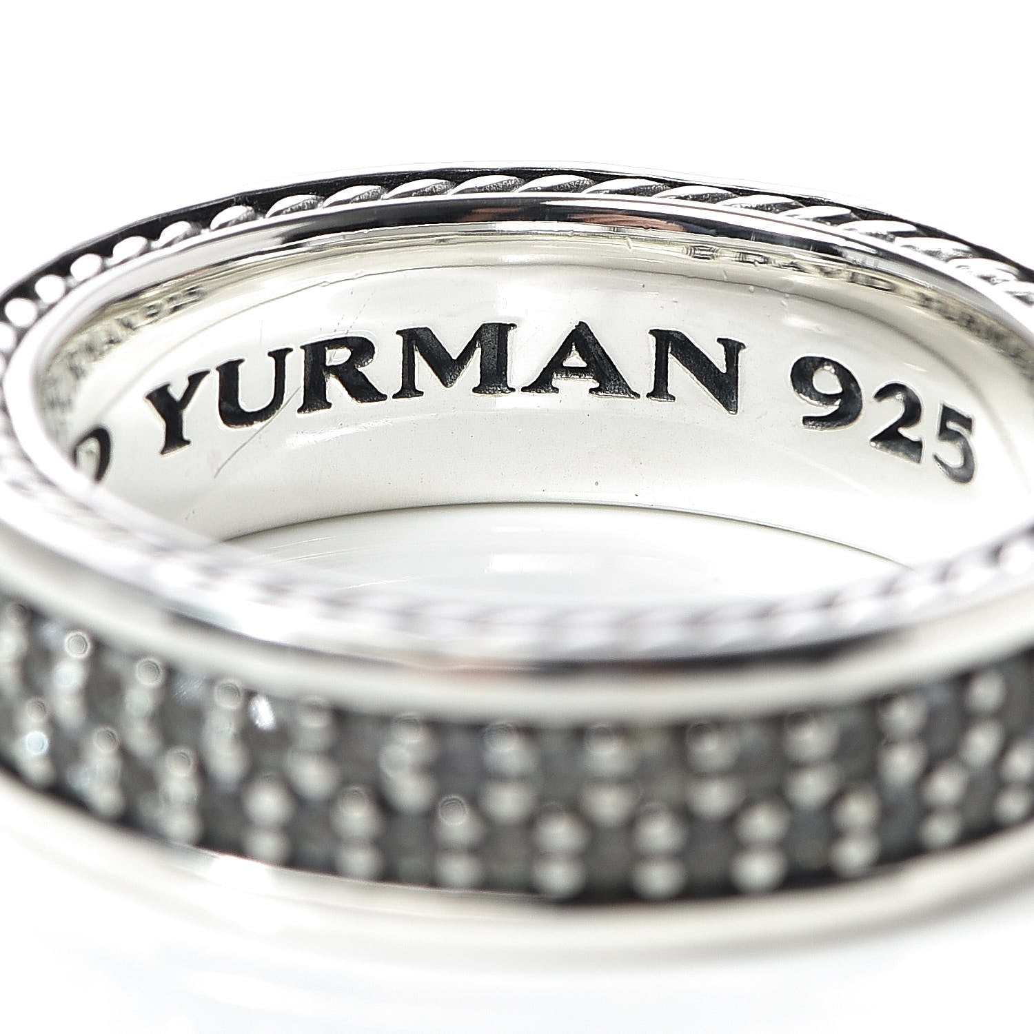 David Yurman Sterling Silver Gray Sapphires Streamline Two-Row Band Ring 60 9 5 of 5