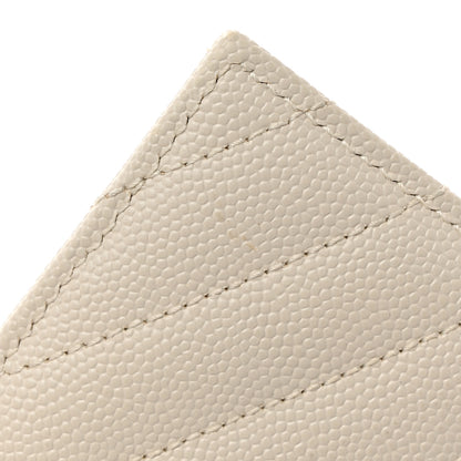 Saint Laurent Grain De Poudre Matelasse Chevron Monogram Credit Card Case Crema Soft 10 of 11