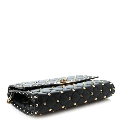 Valentino Garavani Lambskin Rockstud Spike Wallet on Chain Black 4 of 12