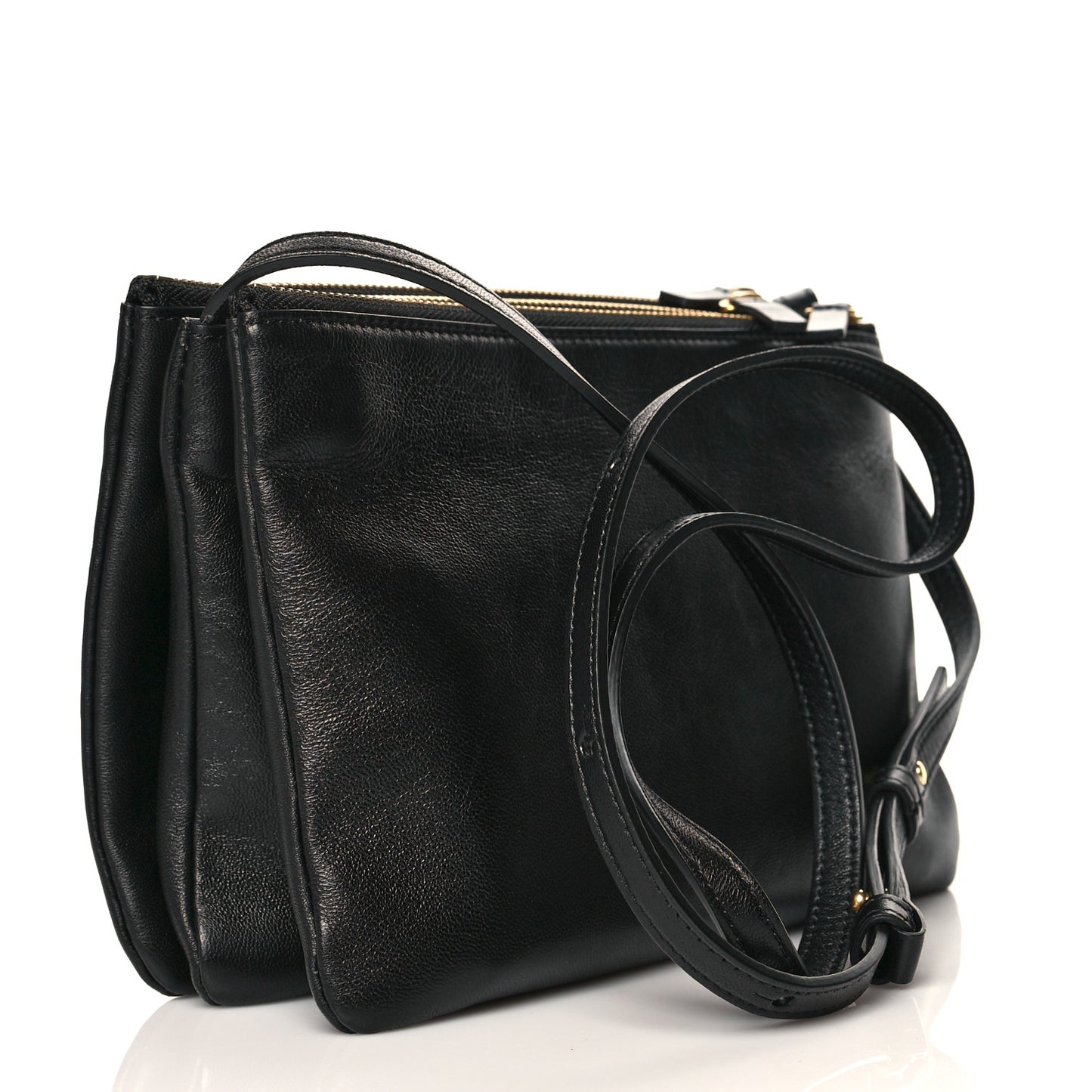 Lambskin Small Trio Crossbody Bag Black