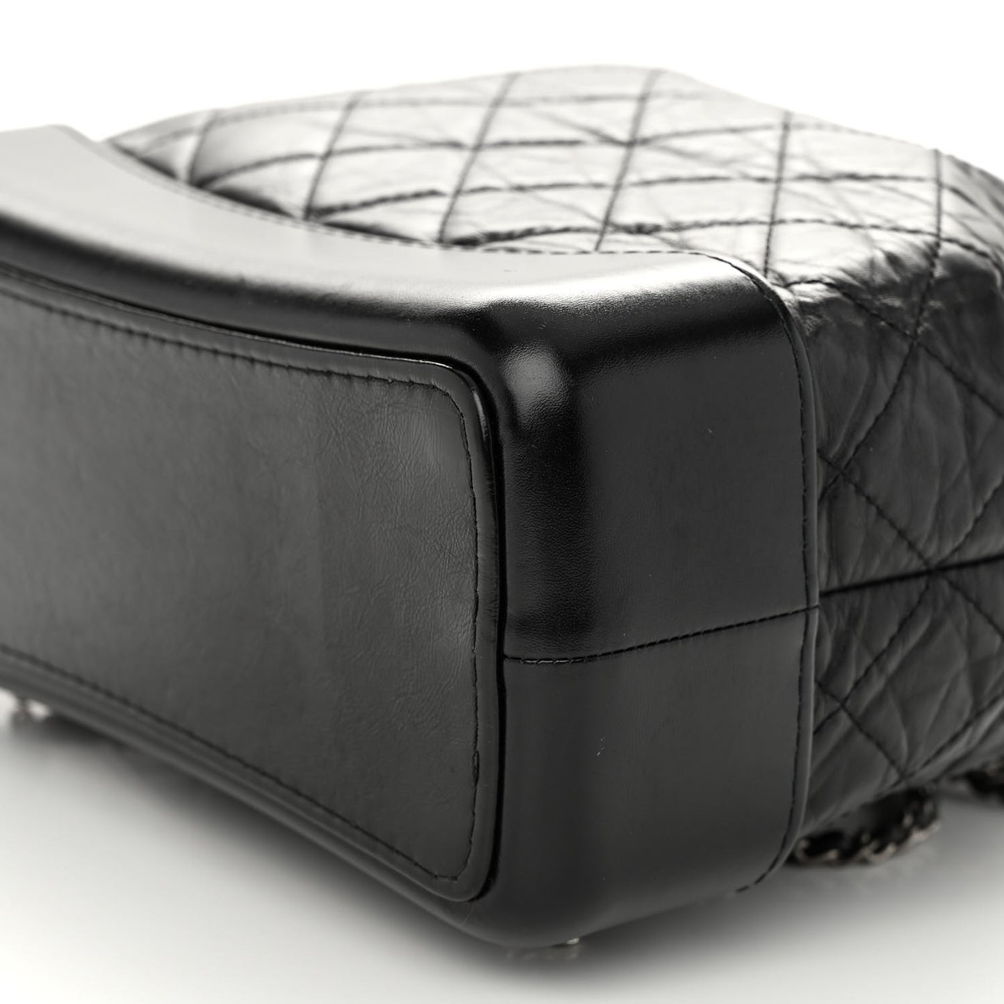 Aged Calfskin Quilted Gabrielle Backpack Black