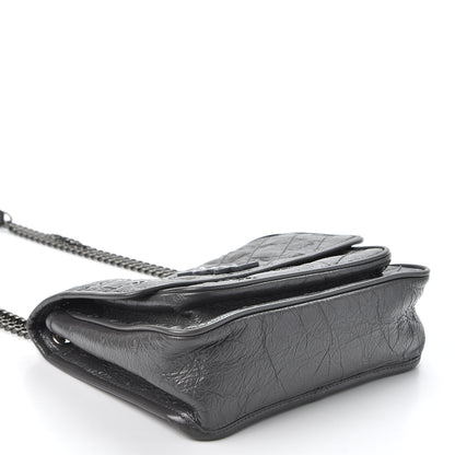 Saint Laurent Crinkled Calfskin Matelasse Monogram Baby Niki Chain Satchel Storm 3 of 8