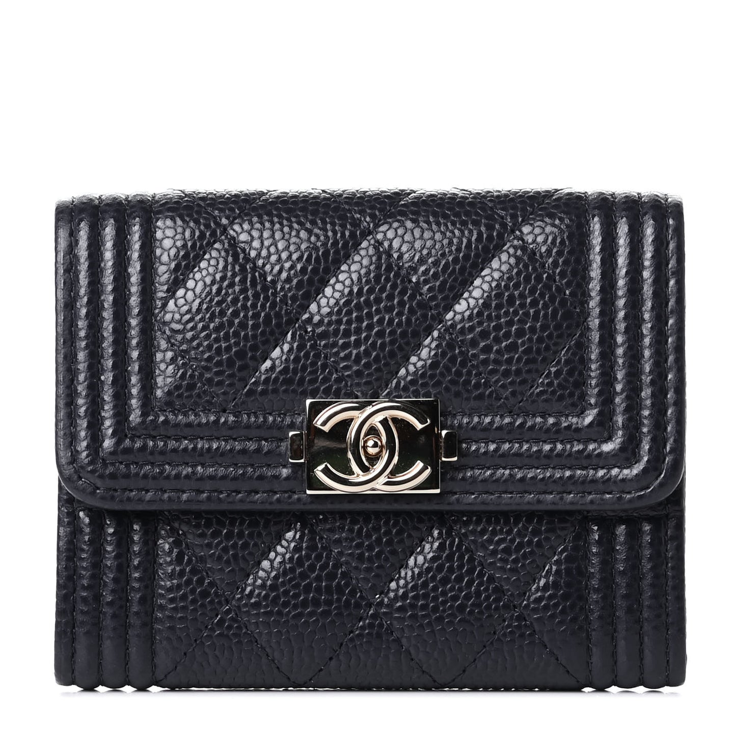 Caviar Quilted Boy Flap Card Holder Blue