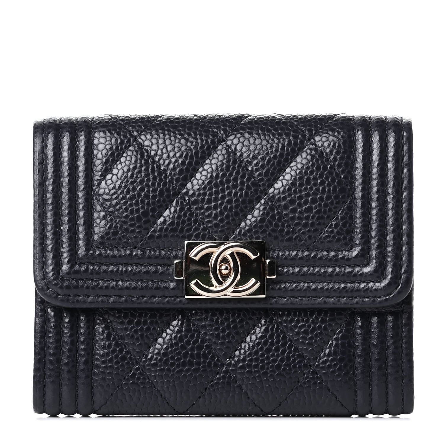 Chanel Caviar Quilted Boy Flap Card Holder Blue 1 of 4