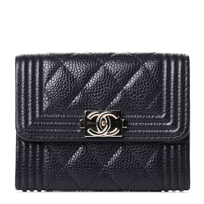 Chanel Caviar Quilted Boy Flap Card Holder Blue 1 of 4