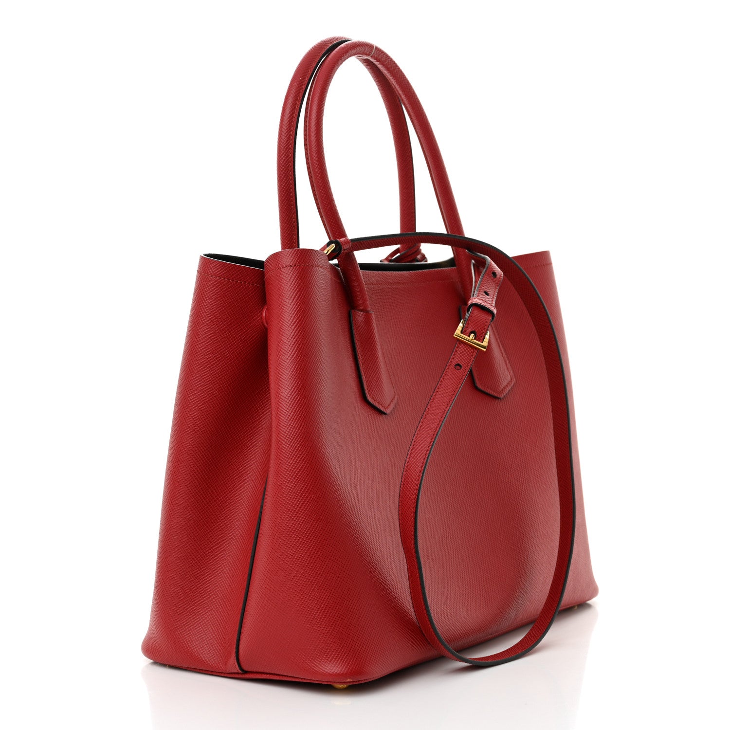 Prada Saffiano Cuir Medium Double Bag Fuoco Black 3 of 16