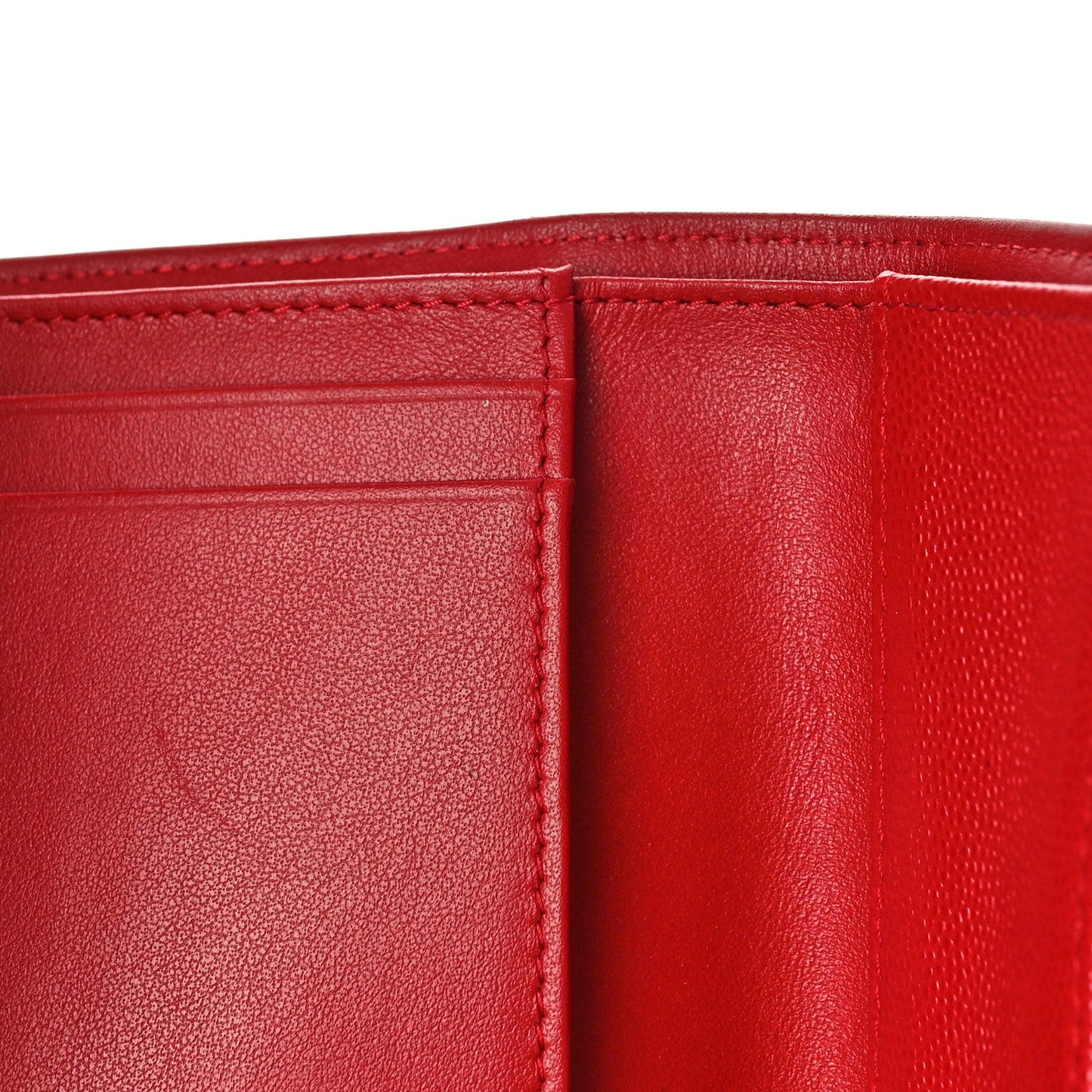 Caviar Quilted Compact Flap Wallet Red