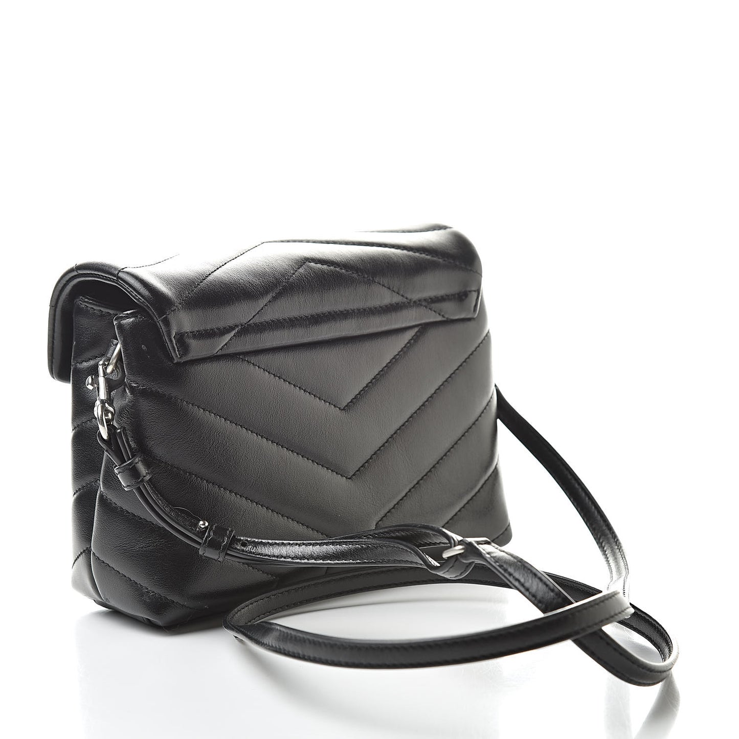 Calfskin Y Quilted Monogram Toy Loulou Crossbody Bag Black